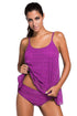Sexy Purple Lace Overlay Spaghetti Straps Tankini Swimsuit